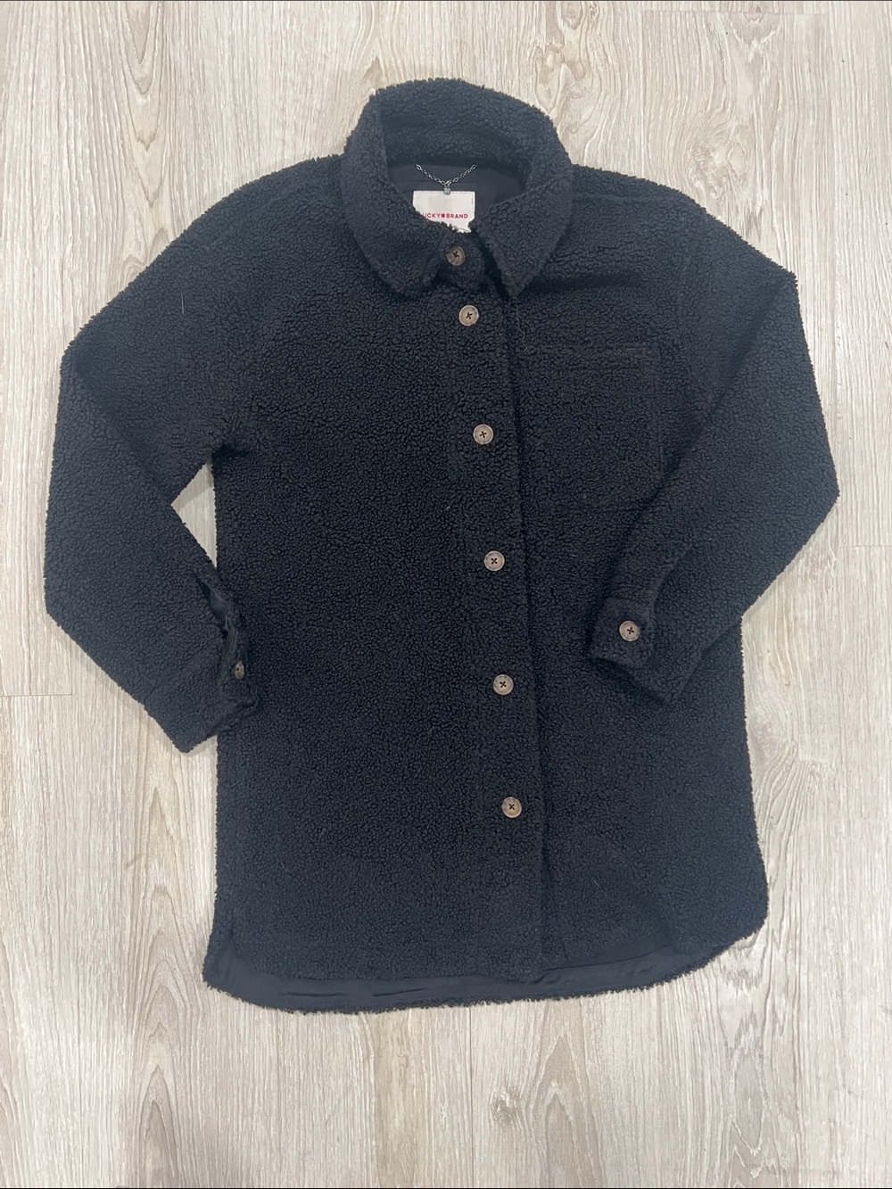 New Black Sherpa Button-Up Jacket Coat